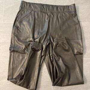 SPANX Black Faux Leather Relaxed Fit Pants